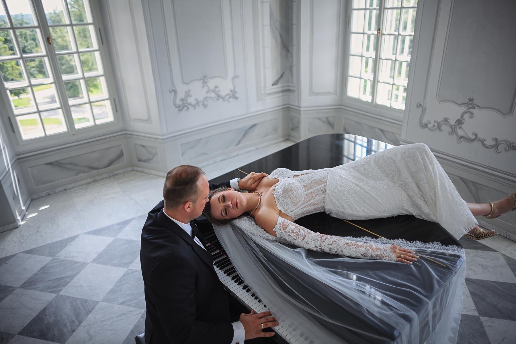 Elegancki portret pary młodej w Pałacu Popielów w Kurozwękach